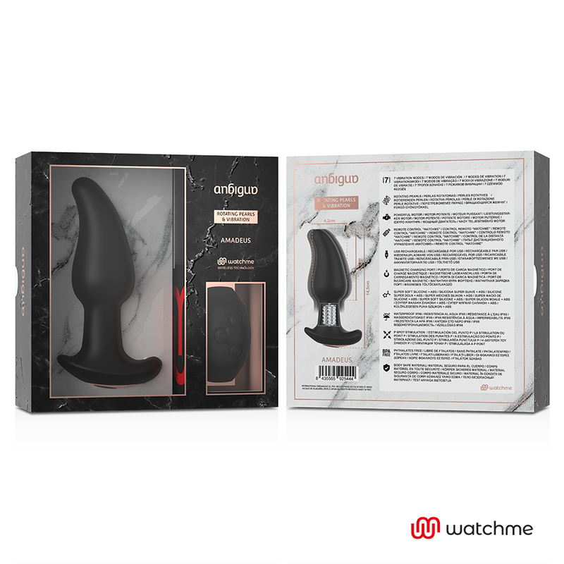 VIBRADOR DE PLUG ANAL COM CONTROLE REMOTO WATCHME COM ROTAÇÃO
