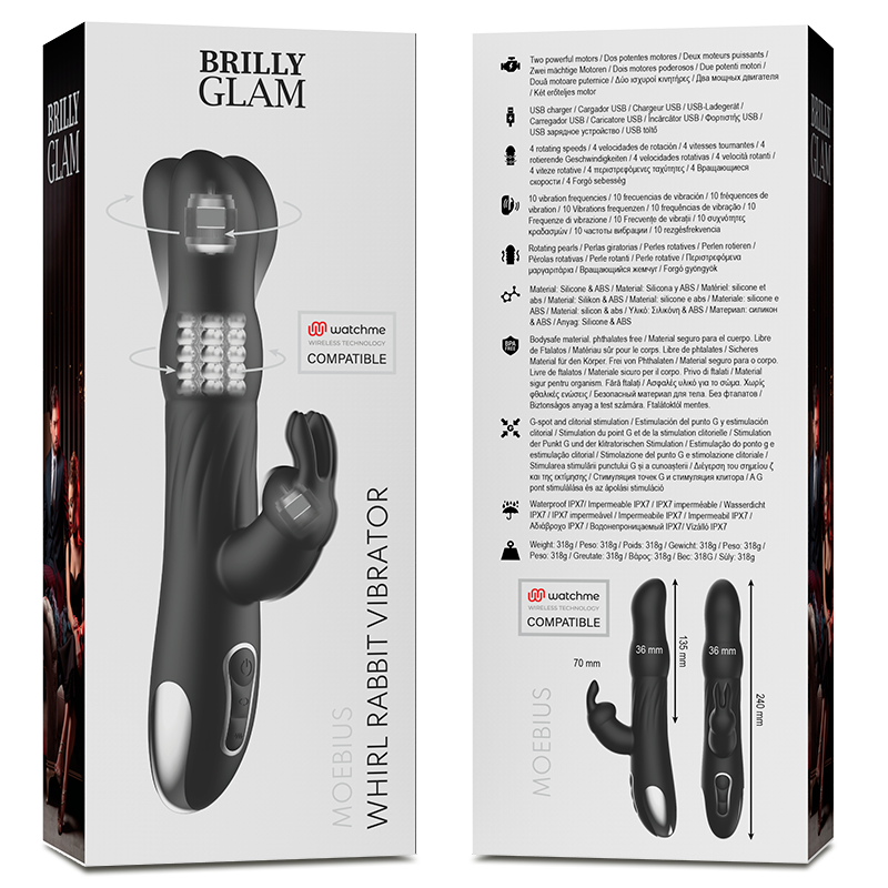 VIBRADOR E ROTADOR MOEBIUS COELHO COMPATÍVEL COM A TECNOLOGIA WATCHME WIRELESS