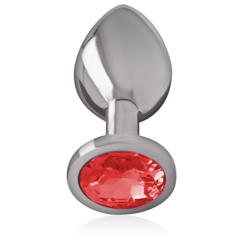 PLUG ANAL DE METAL DE ALUMÍNIO COM CRISTAL VERMELHO TAMANHO S