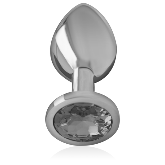 PLUG ANAL DE METAL DE ALUMÍNIO COM CRISTAL PRETO TAMANHO S
