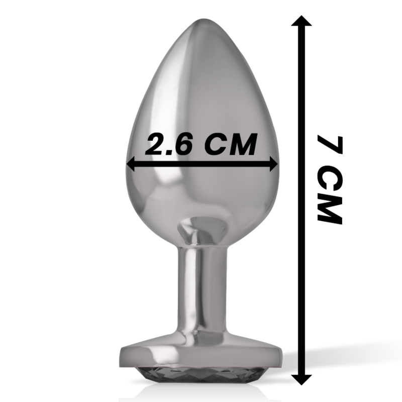 PLUG ANAL DE METAL DE ALUMÍNIO COM CRISTAL PRETO TAMANHO S