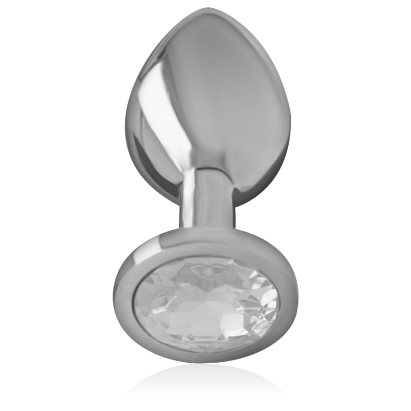PLUG ANAL DE METAL DE ALUMÍNIO COM CRISTAL PRATA TAMANHO M