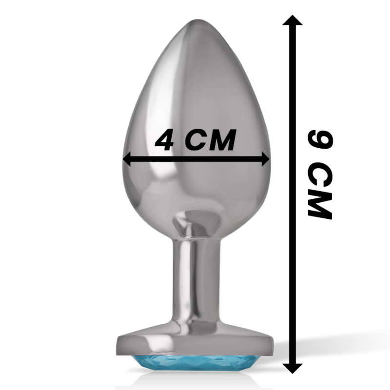 PLUG ANAL DE METAL DE ALUMÍNIO COM CRISTAL AZUL TAMANHO L