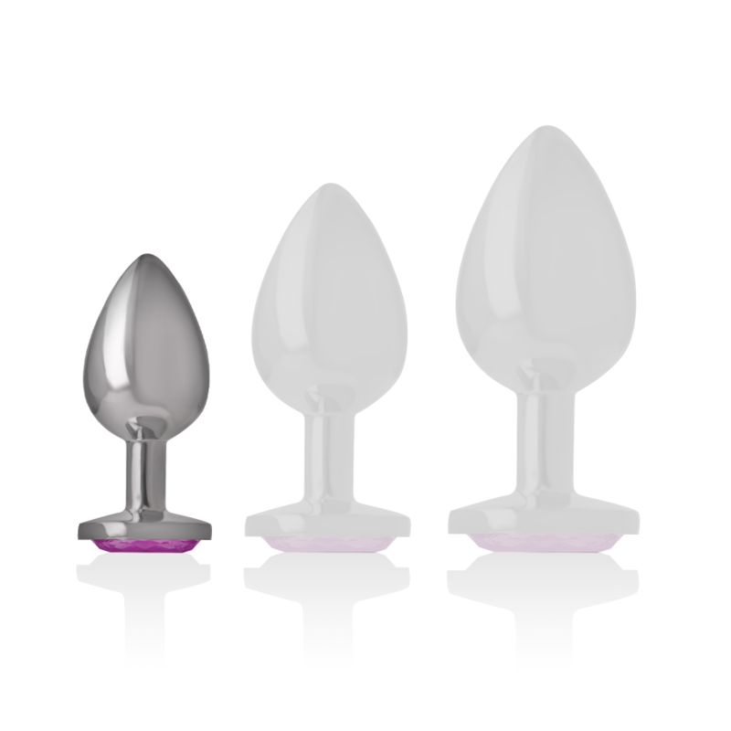 PLUG ANAL DE METAL DE ALUMÍNIO COM CRISTAL ROSA TAMANHO S