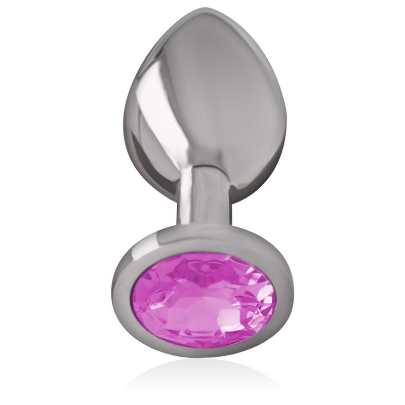 PLUG ANAL DE METAL DE ALUMÍNIO COM CRISTAL ROSA TAMANHO M