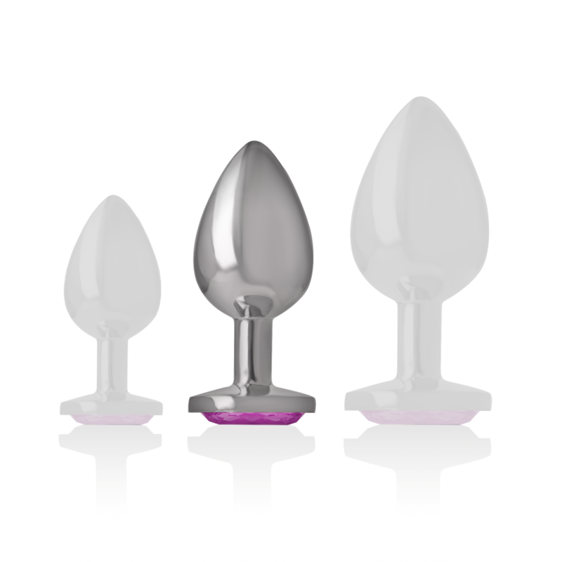 PLUG ANAL DE METAL DE ALUMÍNIO COM CRISTAL ROSA TAMANHO M