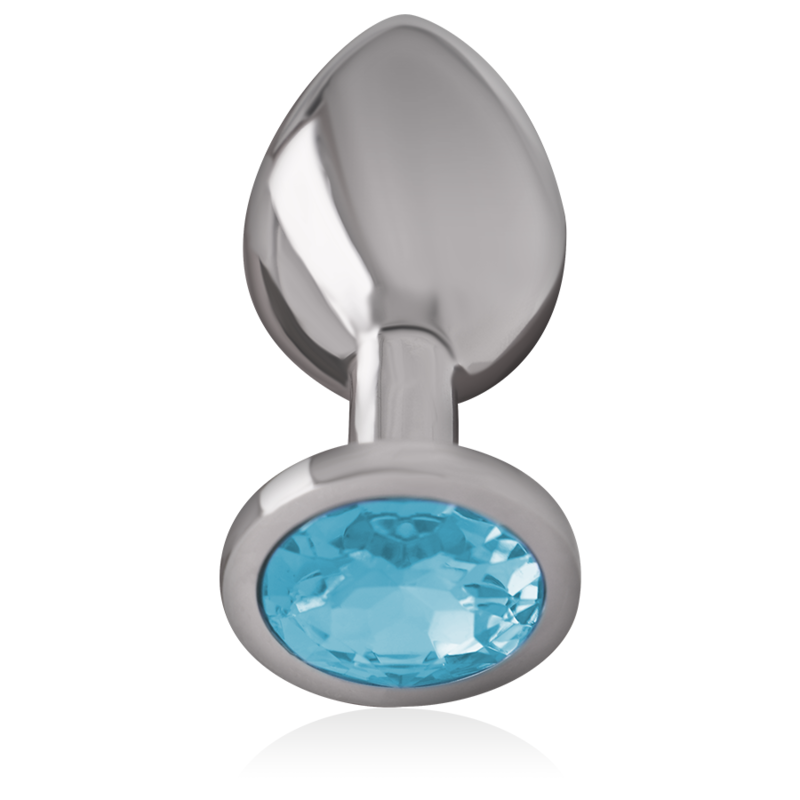 PLUG ANAL DE METAL DE ALUMÍNIO COM CRISTAL AZUL TAMANHO L
