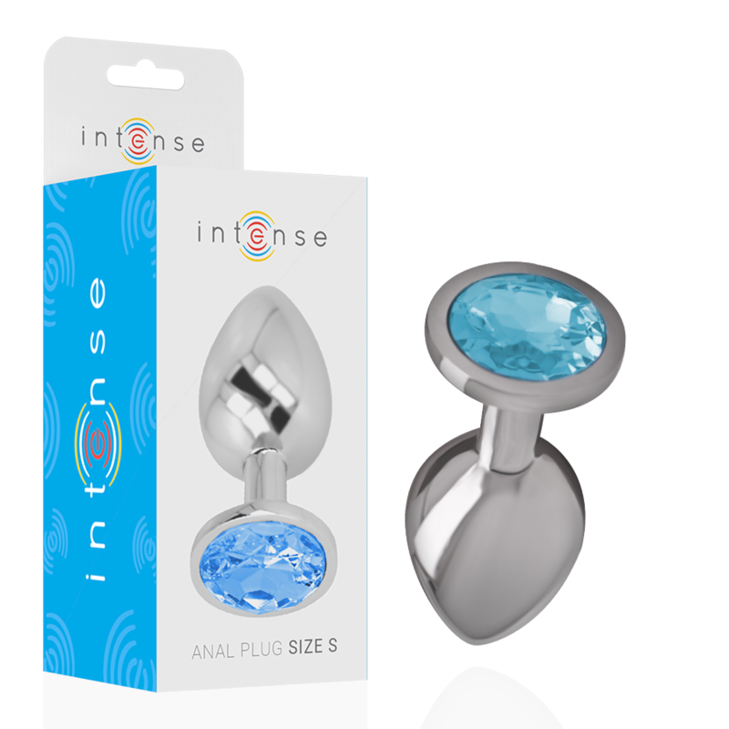 PLUG ANAL DE METAL DE ALUMÍNIO COM CRISTAL AZUL TAMANHO S