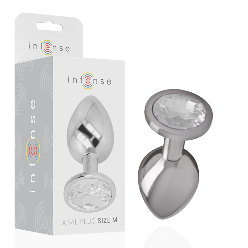 PLUG ANAL DE METAL DE ALUMÍNIO COM CRISTAL PRATA TAMANHO M