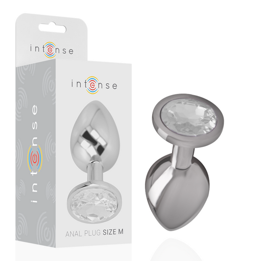PLUG ANAL DE METAL DE ALUMÍNIO COM CRISTAL PRATA TAMANHO M