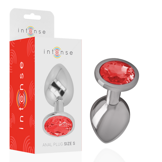 PLUG ANAL DE METAL DE ALUMÍNIO COM CRISTAL VERMELHO TAMANHO S
