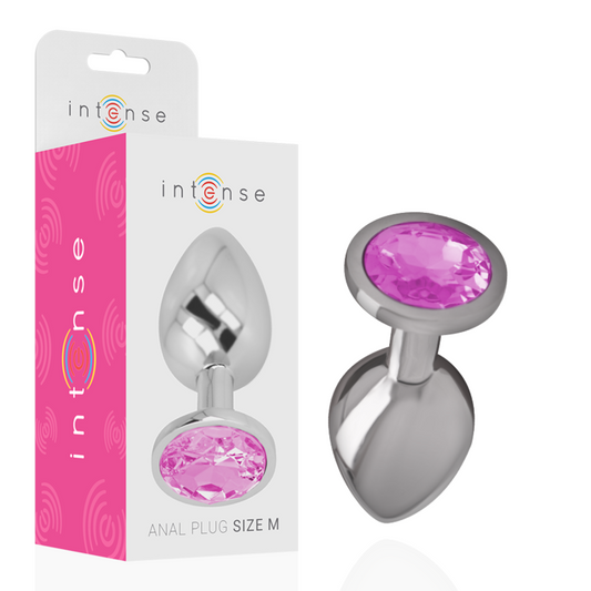 PLUG ANAL DE METAL DE ALUMÍNIO COM CRISTAL ROSA TAMANHO M