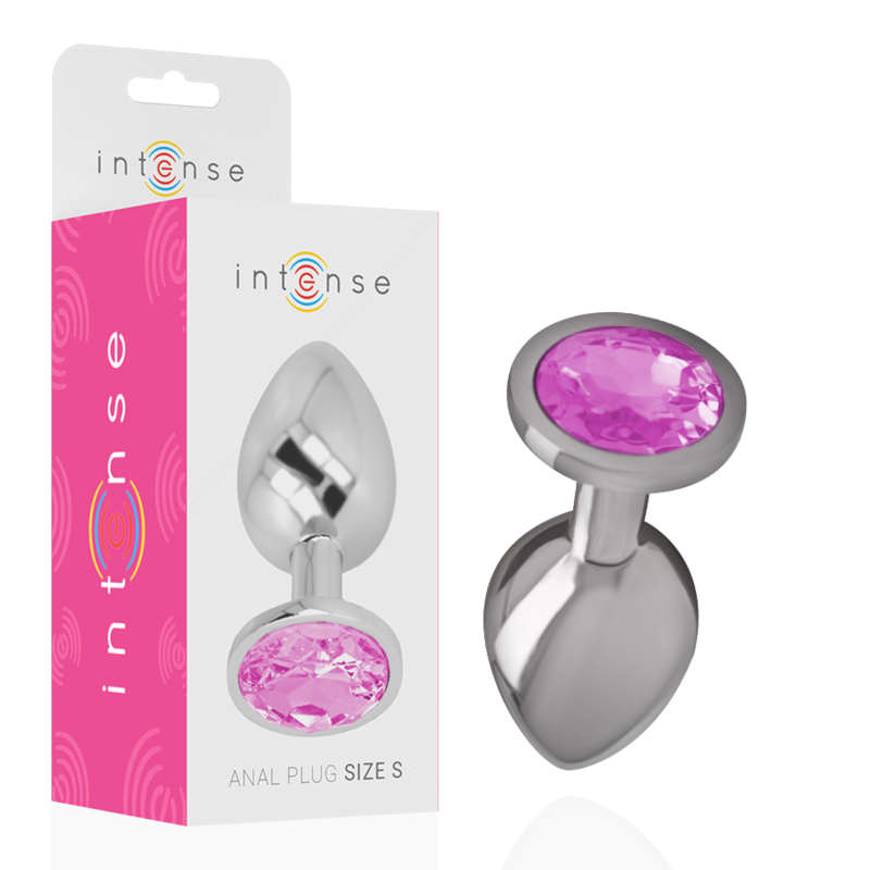 PLUG ANAL DE METAL DE ALUMÍNIO COM CRISTAL ROSA TAMANHO S