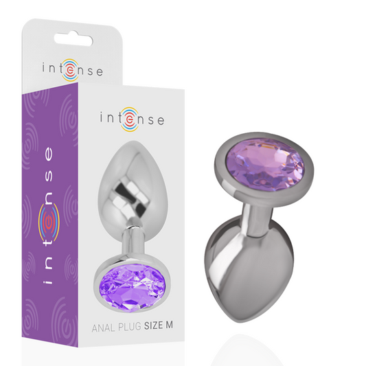 PLUG ANAL DE METAL DE ALUMÍNIO COM CRISTAL VIOLETA TAMANHO M