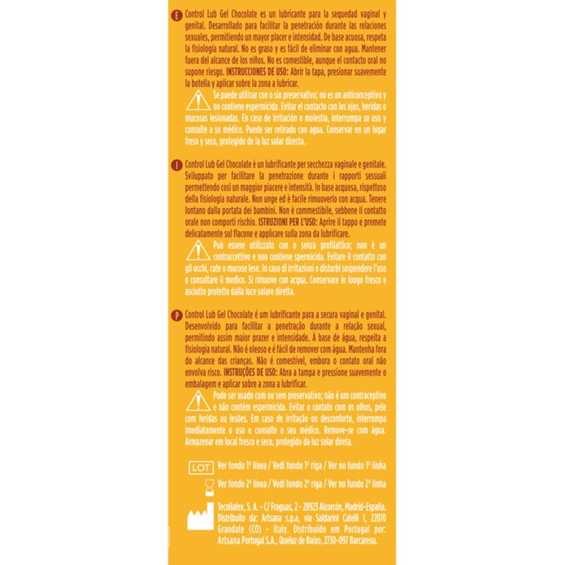 LUBRIFICANTE CONTROL GEL CHOCOLATE 75 ML