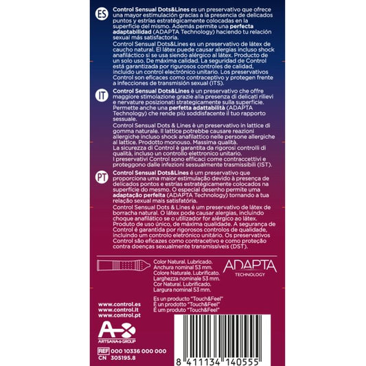 PRESERVATIVO CONTROL PONTOS E LINHAS SENSUAIS PONTOS E ESTRIAS 12 UNIDADES