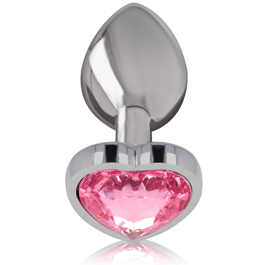 PLUG ANAL METAL ALUMÍNIO CORAÇÃO  ROSA TAMANHO M