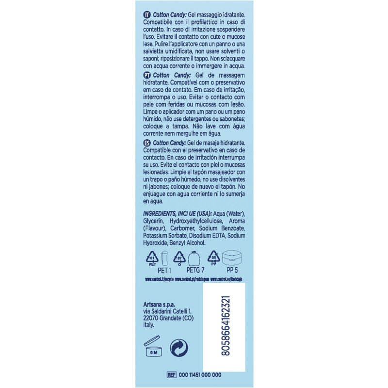 GEL DE MASSAGEM CONTROL ALGODÃO DOCE 3 EM 1 200 ML
