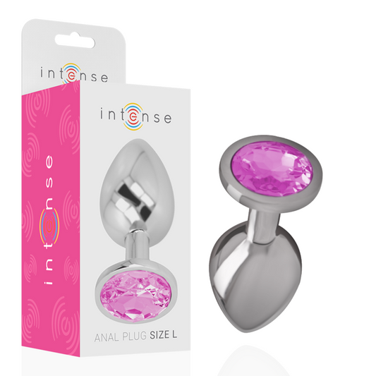 PLUG ANAL DE METAL DE ALUMÍNIO COM CRISTAL ROSA TAMANHO L