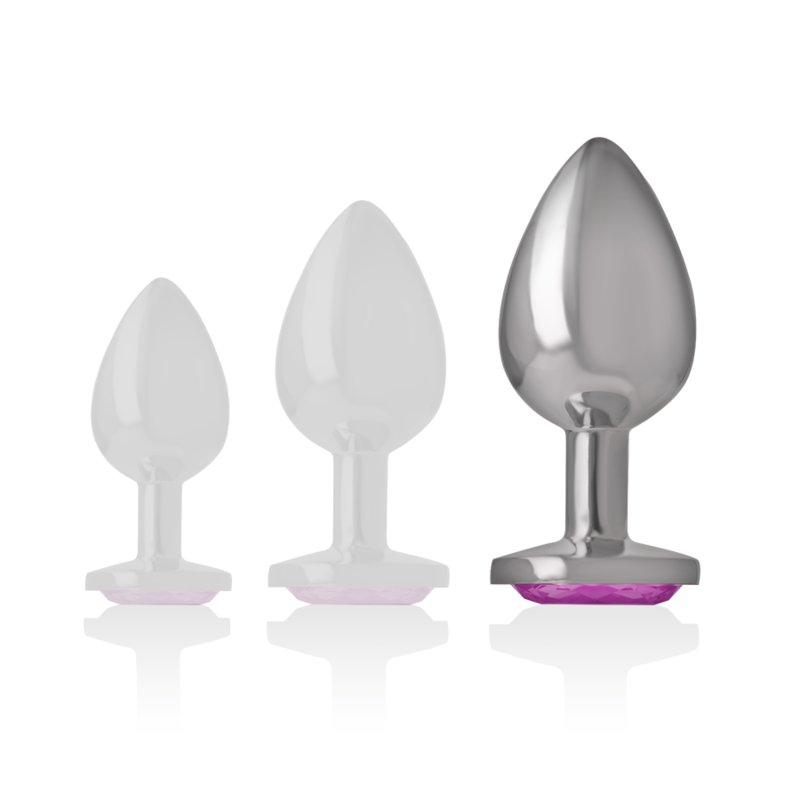 PLUG ANAL DE METAL DE ALUMÍNIO COM CRISTAL ROSA TAMANHO L