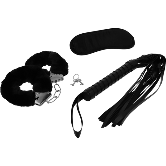 PLAYSET ERÓTICO 1 COM ALGEMAS, MÁSCARA CEGA E FLOGGER