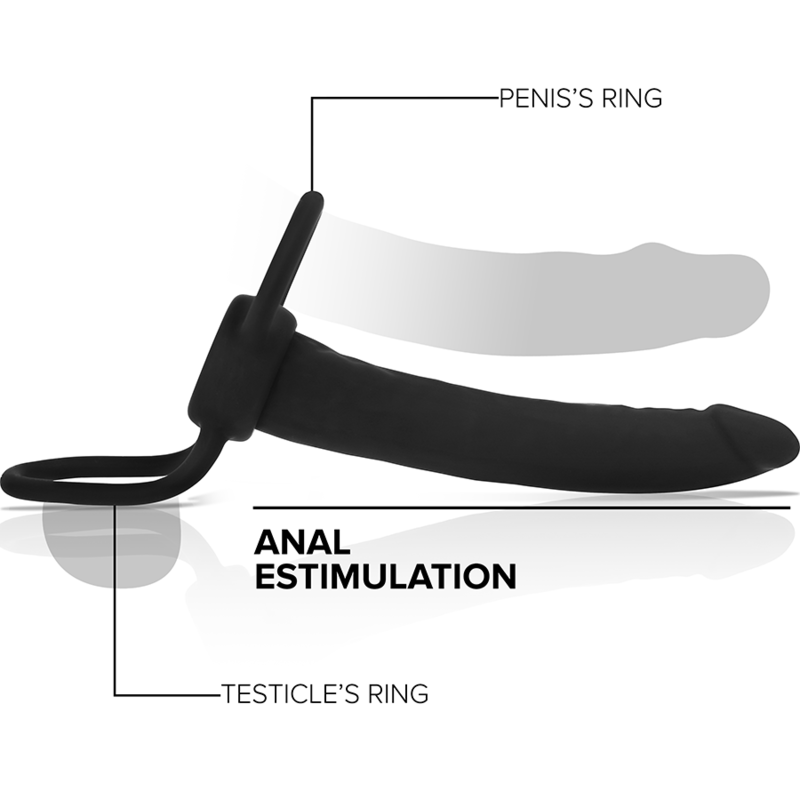 DILDO ANAL COBI ONYX COM ANEL DE GALO E TESTÍCULO 13 SILICONE CM