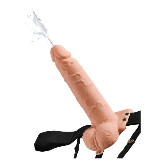 ARNÊS AJUSTVEL PÉNIS REALÍSTICO COM BOLAS SQUIRTING 19 CM