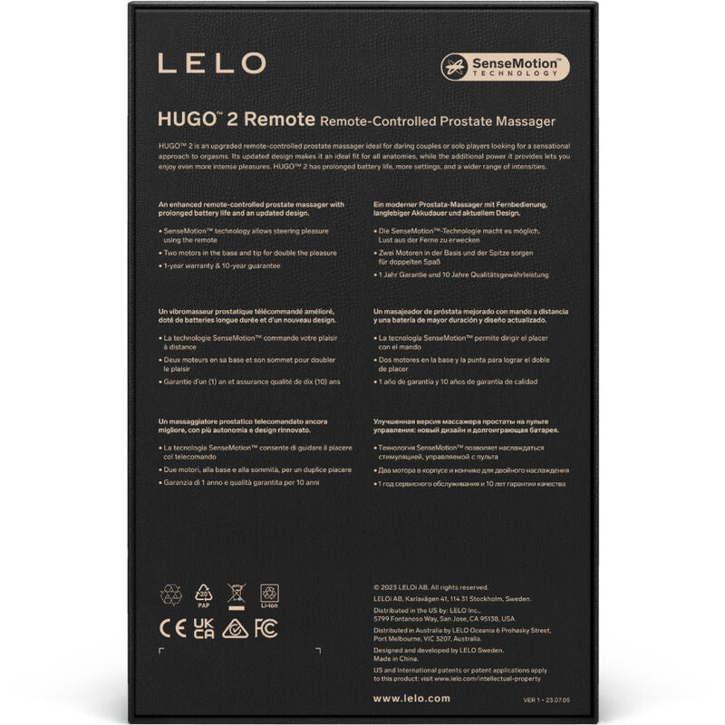 LELO HUGO 2 MASSAGEADOR DE PRÓSTATA COM CONTROLE REMOTO