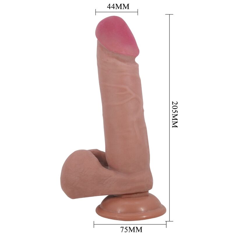 DILDO REALÍSTICO COM VENTOSA DESLIZANTE PELE CARNE 20,5 CM