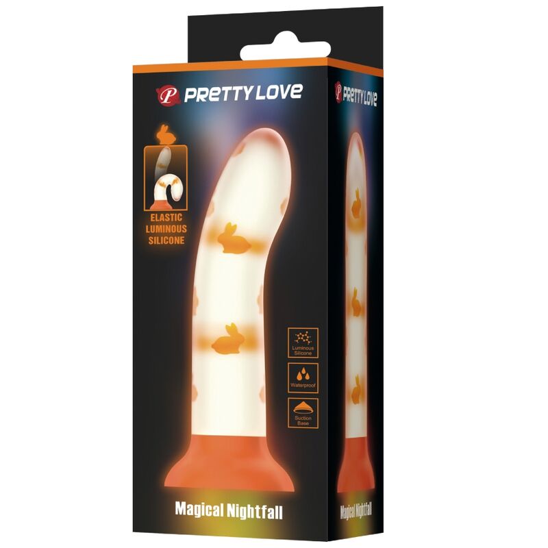 DILDO MÁGICO NIGHTFALL SEM VIBRAÇÃO LUMINOSO LARANJA