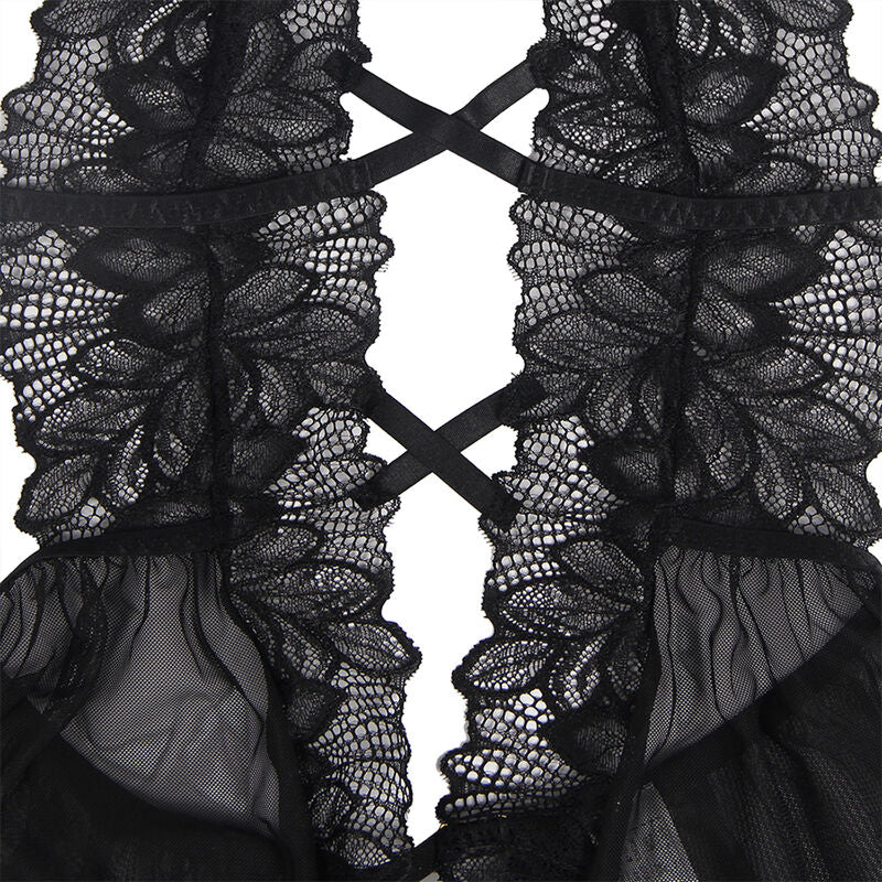TEDDY HALTER NECK BARE BACK LACE PRETO