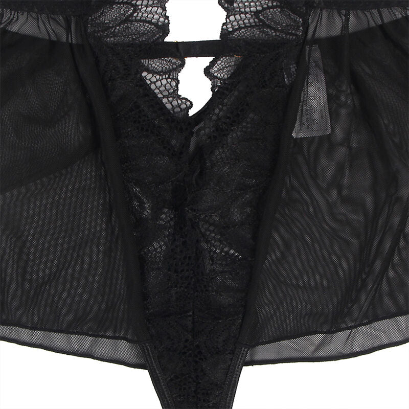 TEDDY HALTER NECK BARE BACK LACE PRETO
