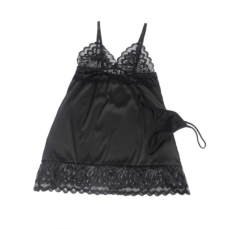 BABYDOLL COM PEITO ESTAMPADO FLORAL PRETO