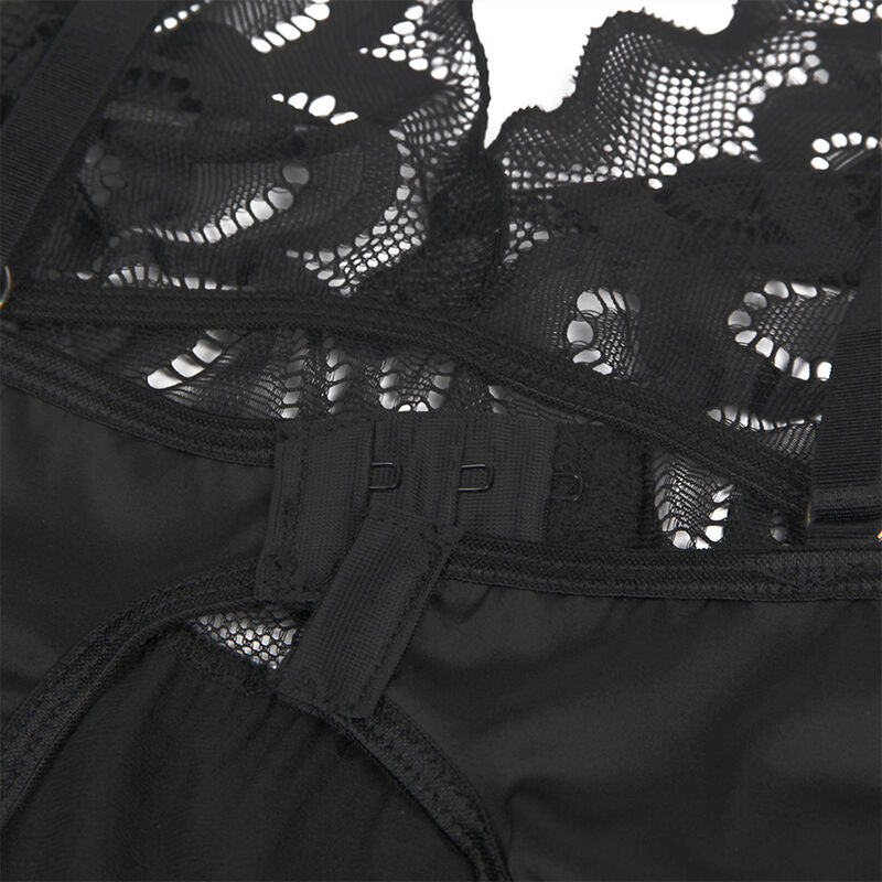BABYDOLL COM PEITO ESTAMPADO FLORAL PRETO