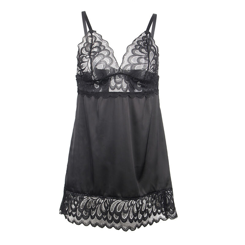 BABYDOLL COM PEITO ESTAMPADO FLORAL PRETO