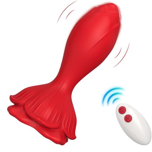 VIBRADOR ROSA E PLUG ANAL PEQUENO CONTROLE REMOTO VERMELHO