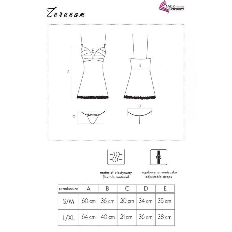 CONJUNTO ZERUNAM BABYDOLL + TANGA PRETA