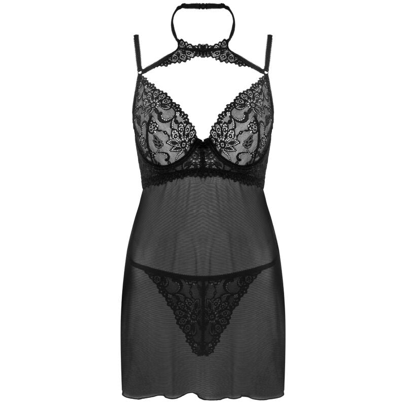 CONJUNTO BINELLA BABYDOLL + TANGA PRETO