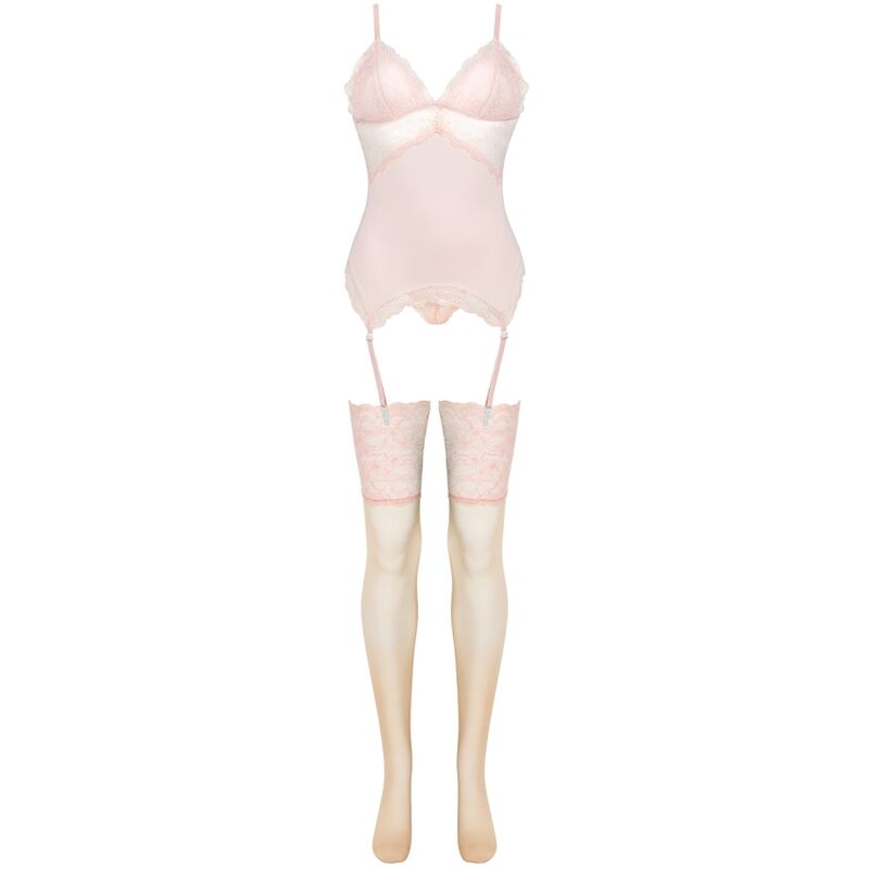 CONJUNTO PERSINNE PÊSSEGO CORSET + CALCINHA + MEIAS