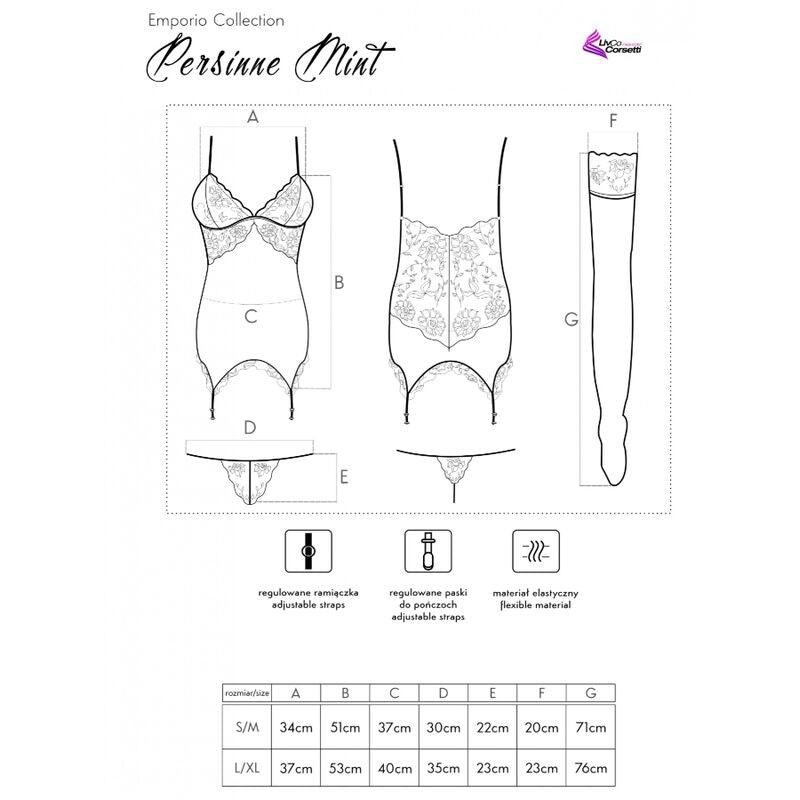 CONJUNTO PERSINNE MIT EMPORIO SET CORSET + CALCINHA + MEIAS