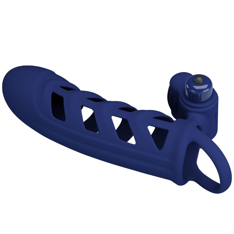 ALTAF ANEL VIBRADOR COM BAINHA DE SILICONE AZUL