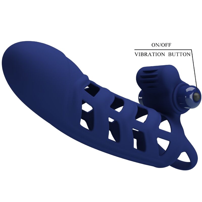 ALTAF ANEL VIBRADOR COM BAINHA DE SILICONE AZUL
