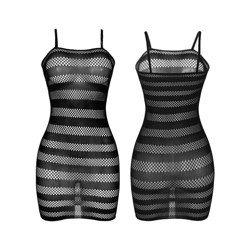 BODYSTOCKING DE REDE COM LISTRAS PRETAS TAMANHO ÚNICO