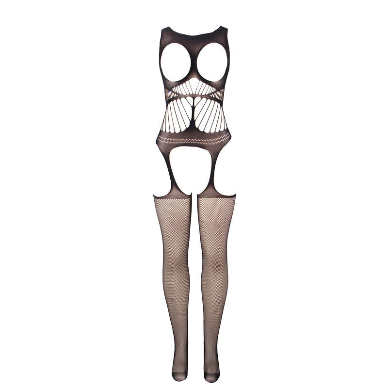 BODYSTOCKING SEM FUNDO DE REDE COM COPA E OMBROS ABERTOS PRETO TAMANHO ÚNICO