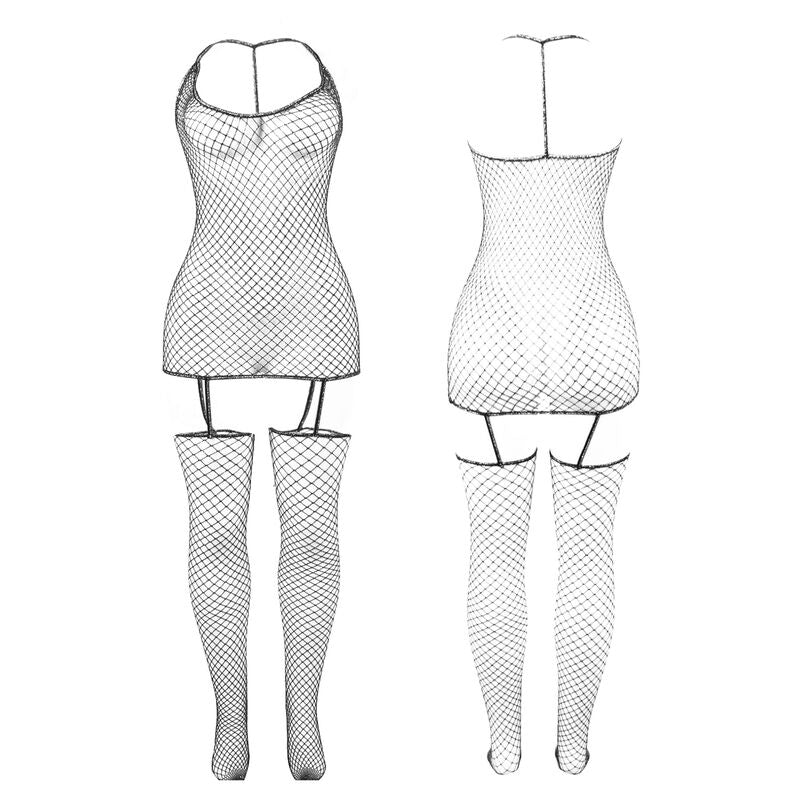 BODYSTOCKING DE REDE ARRASTO BRILHANTE TAMANHO ÚNICO