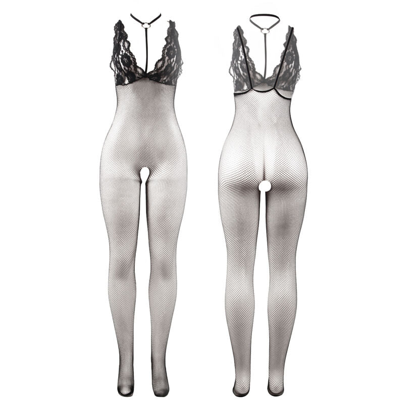 BODYSTOCKING SEM COSTAS DE REDE TRANSPARENTE PRETO TAMANHO ÚNICO