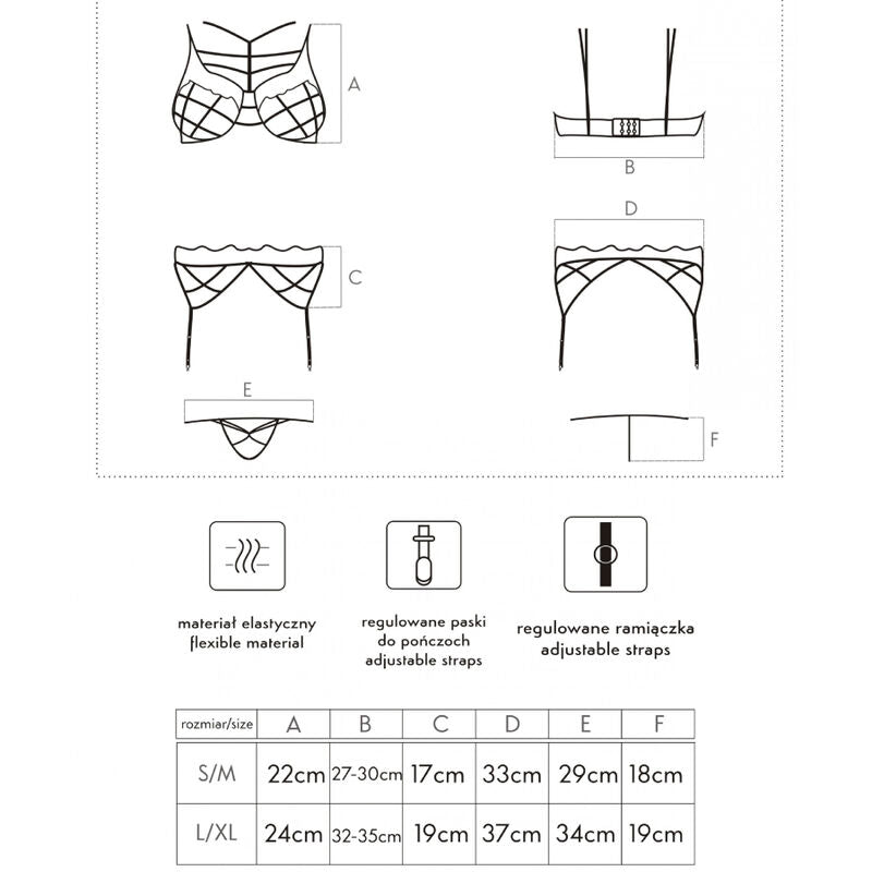 CONJUNTO SOLEDAD SUTIÃ + CALCINHA + CINTA LIGA