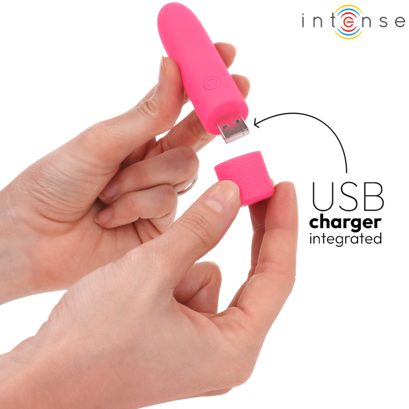 SYMONE USB RECARREGÁVEL VIBRATÓRIA BULLET 8 VIBRAÇÕES ROSA 10 X 2,2 CM
