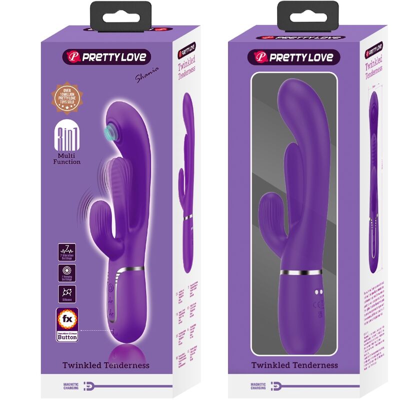 SHANIA TRIPLE RABBIT VIBRADOR MULTIFUNCIONAL ROXO