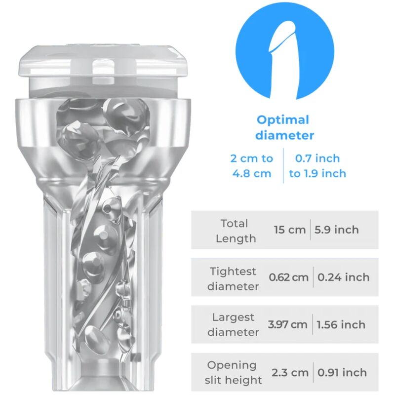 FEEL POCKET STROKER CRYSTAL POR KIIROO TRANSPARENTE